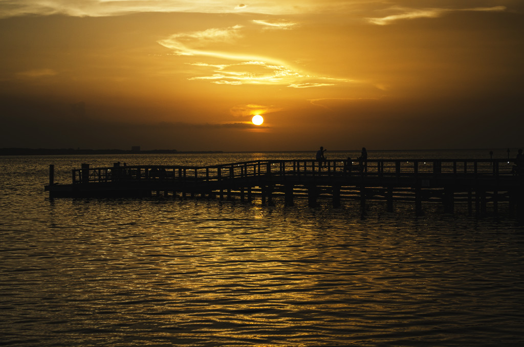 Dock Sunset over Ocean