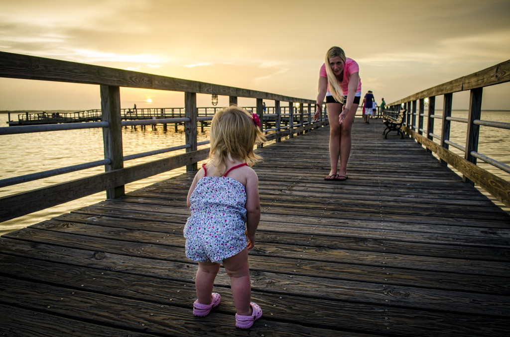 Mommy and Amey on the dock